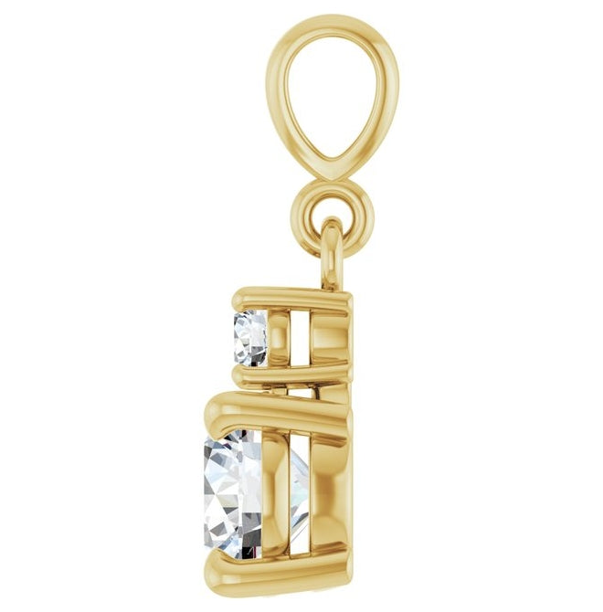 14K Yellow Gold Round 6Mm I1, G-H Polished Lab-Grown Gem And .07 Ct Natural Diamond Pendant