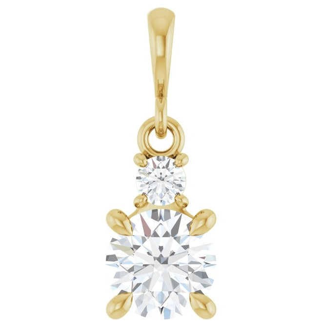 14K Yellow Gold Round 6Mm I1, G-H Polished Lab-Grown Gem And .07 Ct Natural Diamond Pendant