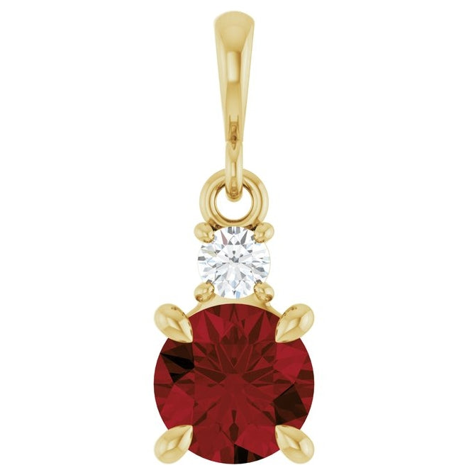 14K Yellow Gold Round 6Mm I1, G-H Polished Natural Gem And .07 Ct Natural Diamond Pendant