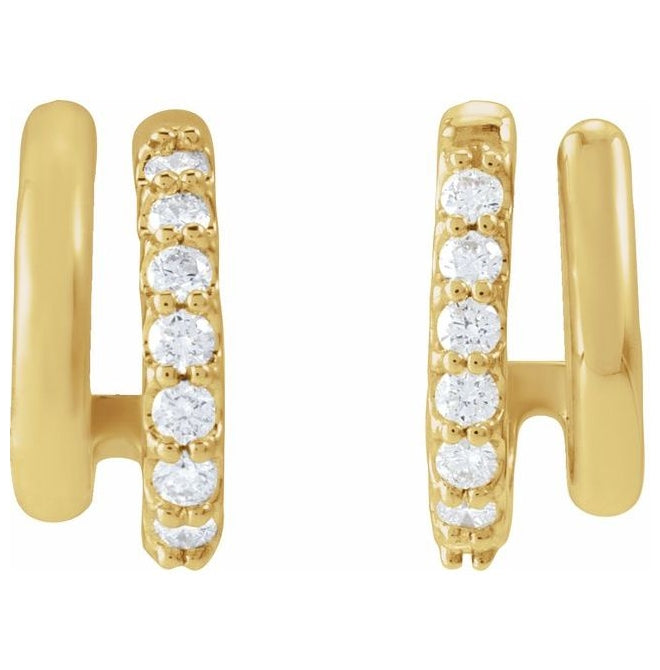 14K Yellow Or White Gold Round 11.7 Mm 4.7 Mm 1.5Mm Vs, F+ Pair Friction Backs Polished Lab-Grown Diamond Faux Stacked Hoops