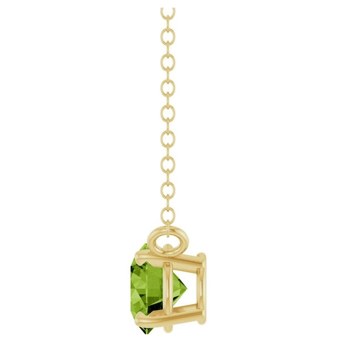 14K Yellow Gold Round  5 Mm 18 In Polished Natural Gem Solitaire Necklace