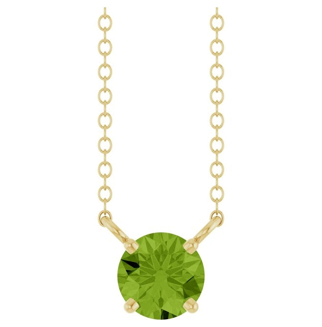 14K Yellow Gold Round  5 Mm 18 In Polished Natural Gem Solitaire Necklace