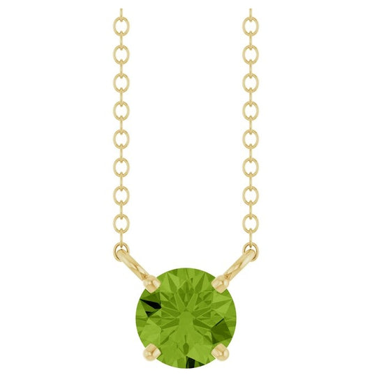 14K Yellow Gold Round  5 Mm 18 In Polished Natural Gem Solitaire Necklace
