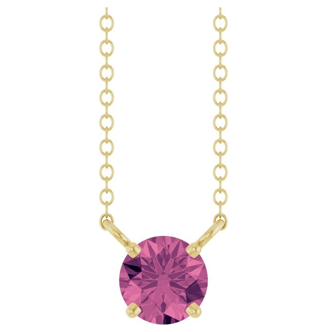 14K Yellow Gold Round  5 Mm 18 In Polished Natural Gem Solitaire Necklace