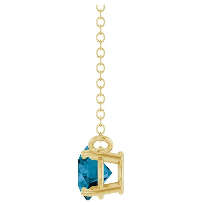 14K Yellow Gold Round  5 Mm 18 In Polished Natural Gem Solitaire Necklace