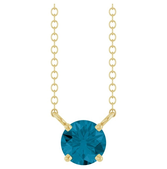 14K Yellow Gold Round  5 Mm 18 In Polished Natural Gem Solitaire Necklace