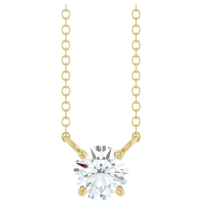 14K Yellow Gold Round  5Mm Si1-Si2, G-H 18 In Polished 1/2 Ct Lab-Grown Diamond Solitaire Necklace