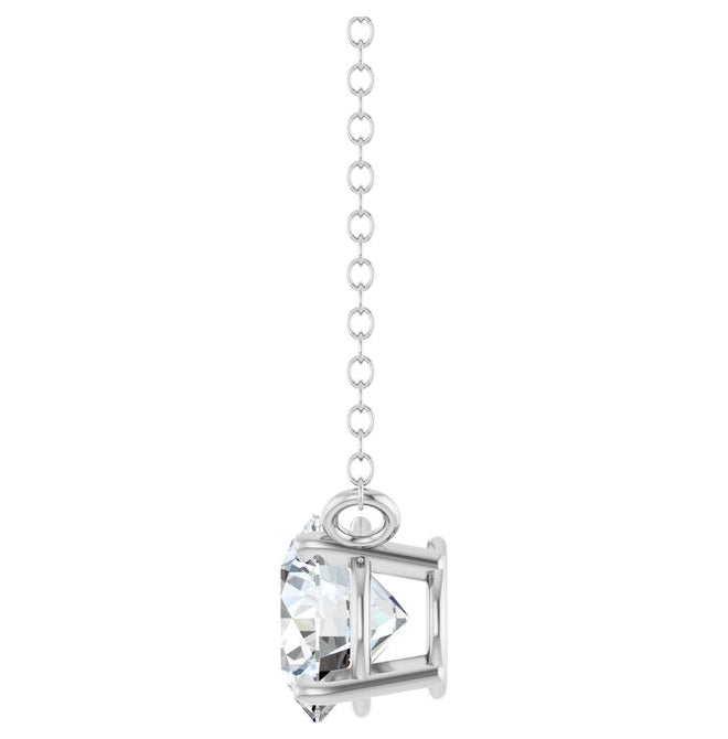 14K Yellow Or White Gold Round 6.5Mm Si1-Si2, G-H 18 In Polished 3/4 Ct Lab-Grown Diamond Solitaire Necklace