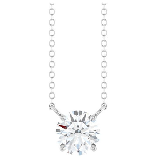 14K Yellow Or White Gold Round 6.5Mm Si1-Si2, G-H 18 In Polished 3/4 Ct Lab-Grown Diamond Solitaire Necklace
