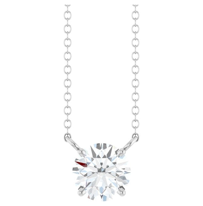 14K Yellow Or White Gold Round 6.5Mm Si1-Si2, G-H 18 In Polished 3/4 Ct Lab-Grown Diamond Solitaire Necklace
