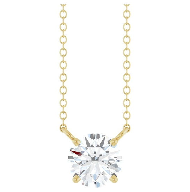14K Yellow Or White Gold Round 6.5Mm Si1-Si2, G-H 18 In Polished 3/4 Ct Lab-Grown Diamond Solitaire Necklace