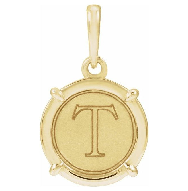 14K Yellow Gold Or Sterling Silver 17.2 X 10 Mm Polished Engravable Round Pendant