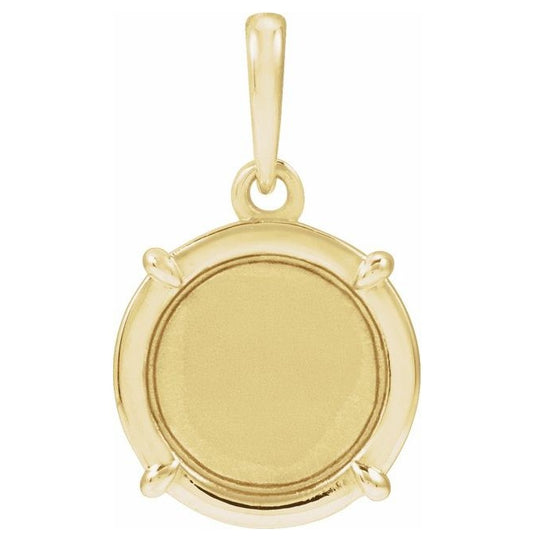 14K Yellow Gold Or Sterling Silver 17.2 X 10 Mm Polished Engravable Round Pendant