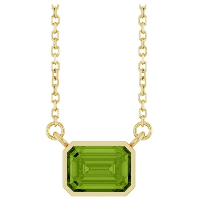 14K Yellow Gold Or Platinum Or Sterling Silver Emerald 7 X 5 Mm Polished Natural Gem Solitaire 18 In Necklace