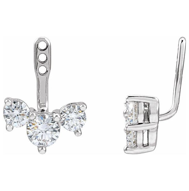 14K Yellow Or White Gold 1-Stone 4.1Mm Vs, F+ Pair Polished 1 Ctw Lab-Grown Diamond Earring Jackets