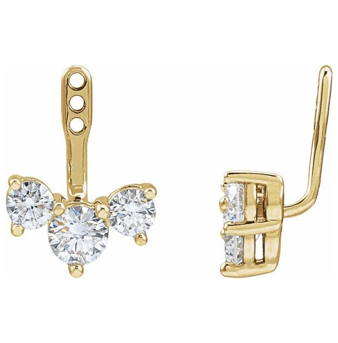 14K Yellow Or White Gold 1-Stone 4.1Mm Vs, F+ Pair Polished 1 Ctw Lab-Grown Diamond Earring Jackets