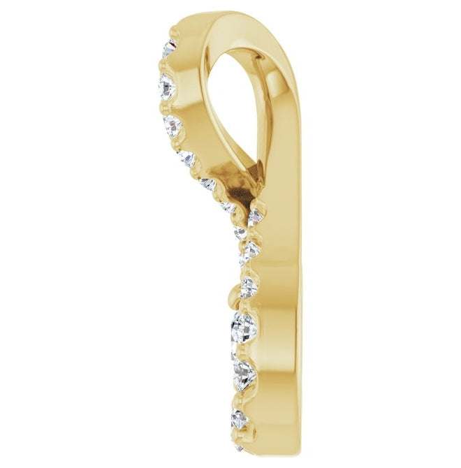 14K Yellow Or White Gold Round 2.4Mm  Vs, F+ Polished 1/6 Ctw Lab-Grown Diamond Freeform Pendant