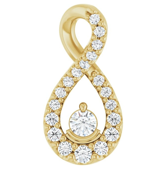 14K Yellow Or White Gold Round 2.4Mm  Vs, F+ Polished 1/6 Ctw Lab-Grown Diamond Freeform Pendant