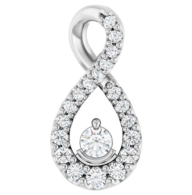 14K Yellow Or White Gold Round 2.4Mm  Vs, F+ Polished 1/6 Ctw Lab-Grown Diamond Freeform Pendant