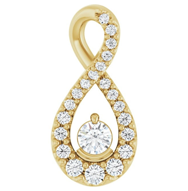 14K Yellow Or White Gold Round 3Mm  Vs, F+ Polished 1/5 Ctw Lab-Grown Diamond Freeform Pendant