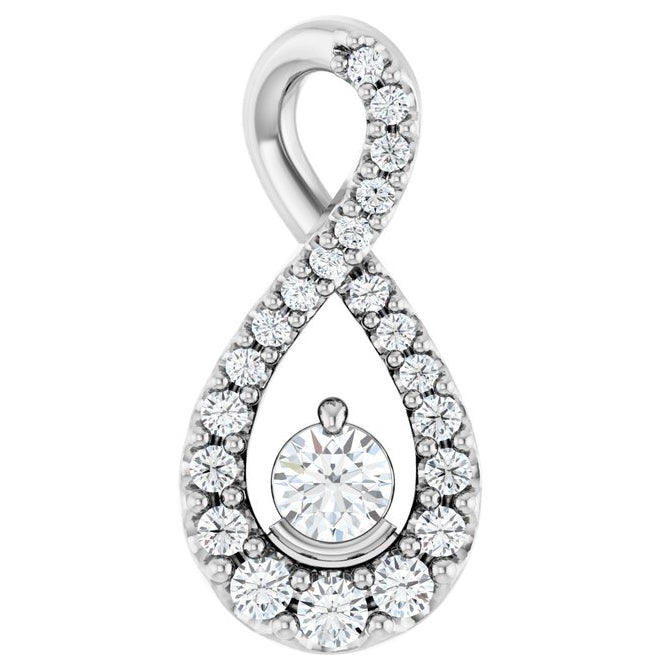 14K Yellow Or White Gold Round 3Mm  Vs, F+ Polished 1/5 Ctw Lab-Grown Diamond Freeform Pendant