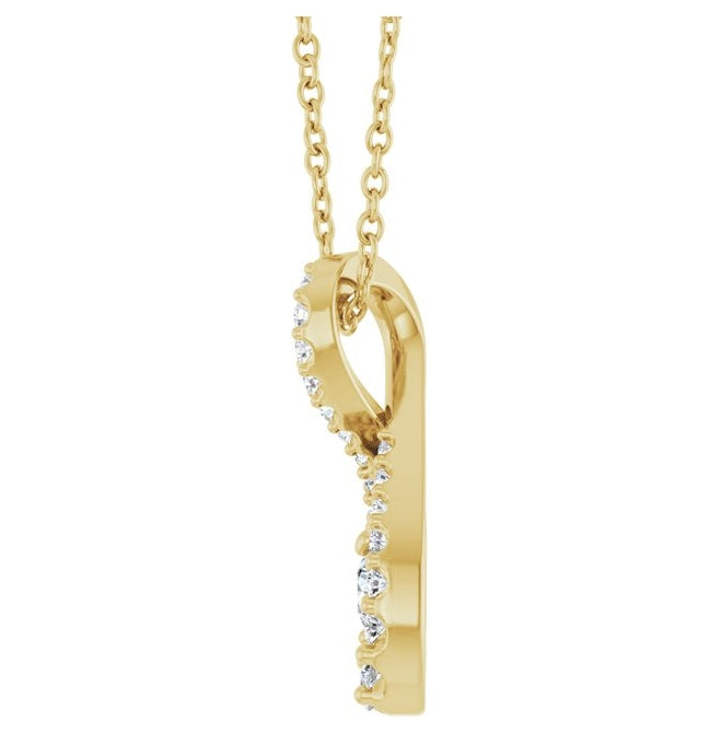 14K Yellow Or White Gold Round 3Mm Vs, F+ 16-18 In Polished 1/4 Ctw Lab-Grown Diamond Freeform Necklace