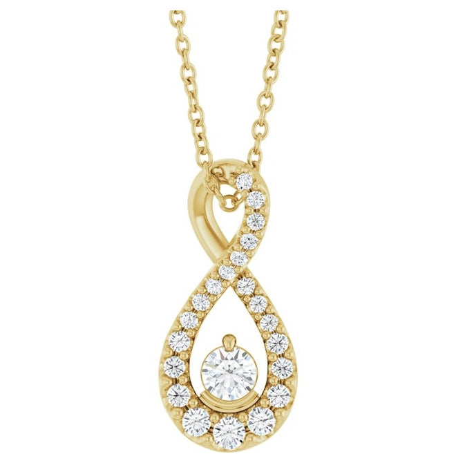 14K Yellow Or White Gold Round 3Mm Vs, F+ 16-18 In Polished 1/4 Ctw Lab-Grown Diamond Freeform Necklace