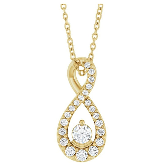 14K Yellow Or White Gold Round 3Mm Vs, F+ 16-18 In Polished 1/4 Ctw Lab-Grown Diamond Freeform Necklace