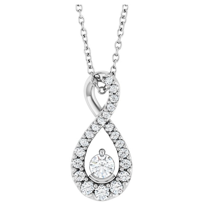 14K Yellow Or White Gold Round 3Mm Vs, F+ 16-18 In Polished 1/4 Ctw Lab-Grown Diamond Freeform Necklace