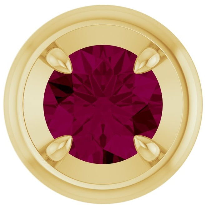 14K Yellow Gold Round 7 Mm Polished Natural Rhodolite Garnet Solitaire Slide Pendant