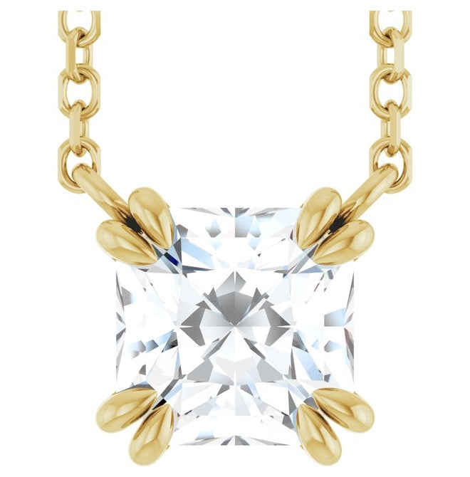 14K Yellow Gold Asscher 5.5 X 5.5Mm  Vs, F-G 18 In Polished 1 Ct Lab-Grown Diamond Necklace