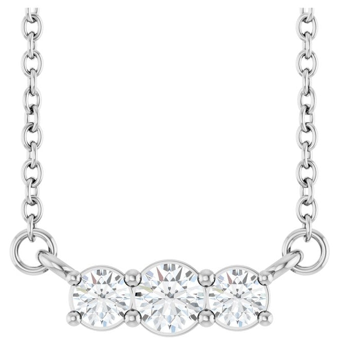 14K White Gold Round 3Mm I1, G-H 18 In Polished 1/5 Ctw Natural Diamond Necklace