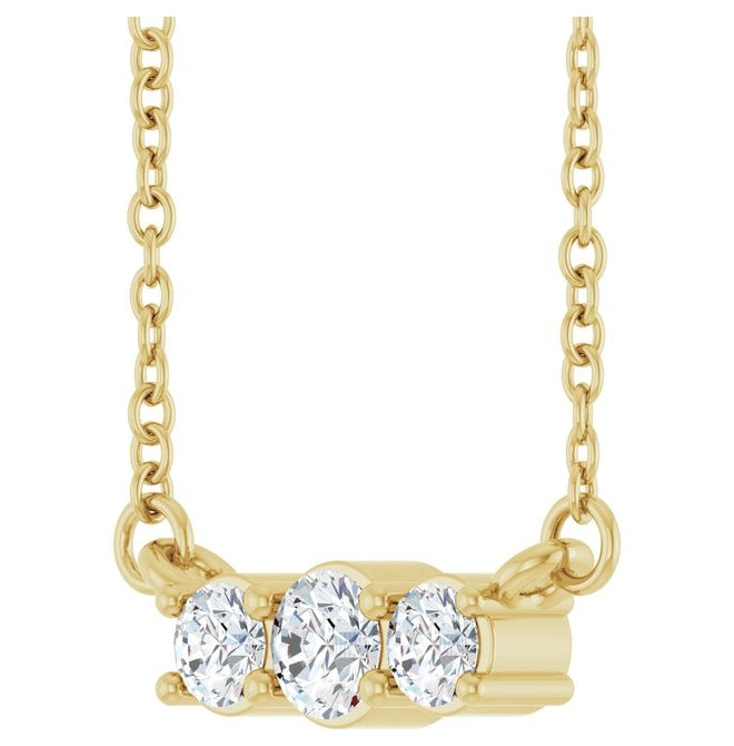 14K Yellow Gold Round 3Mm Vs, F+ 18 In Polished 1/5 Ctw Lab-Grown Diamond Necklace