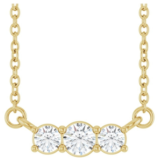 14K Yellow Gold Round 3Mm Vs, F+ 18 In Polished 1/5 Ctw Lab-Grown Diamond Necklace