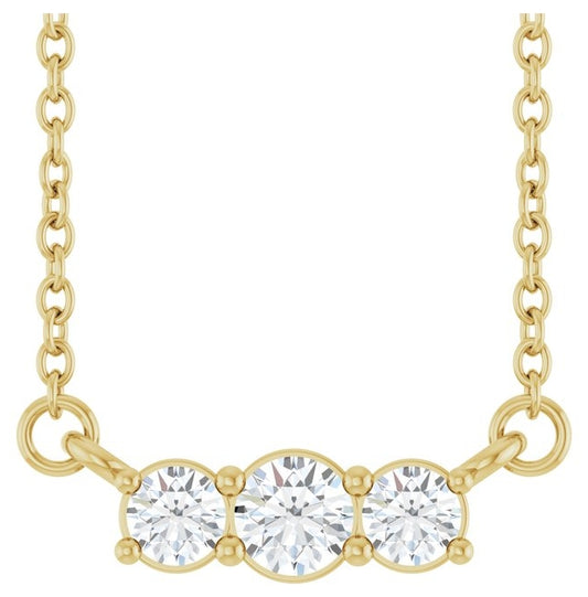 14K Yellow Gold Round 3Mm Vs, F+ 18 In Polished 1/5 Ctw Lab-Grown Diamond Necklace