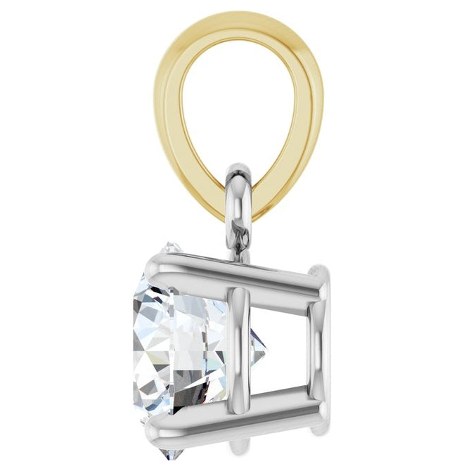 14K White/Yellow Gold Round 5Mm Vs, F+ Polished 1/2 Ct Lab-Grown Diamond Pendant