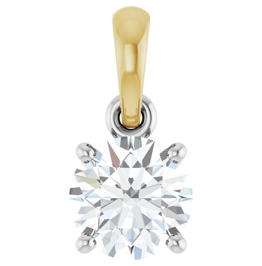 14K White/Yellow Gold Round 5Mm Vs, F+ Polished 1/2 Ct Lab-Grown Diamond Pendant