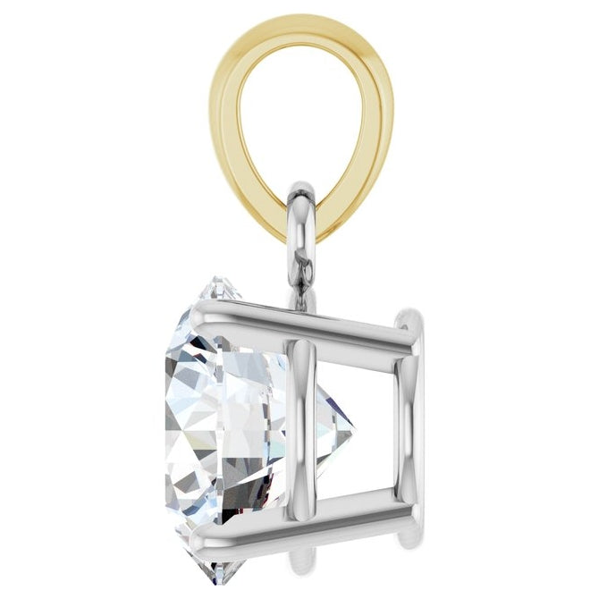 14K White/Yellow Gold Round 6.5Mm Vs, F+ Polished 1 Ct Lab-Grown Diamond Pendant