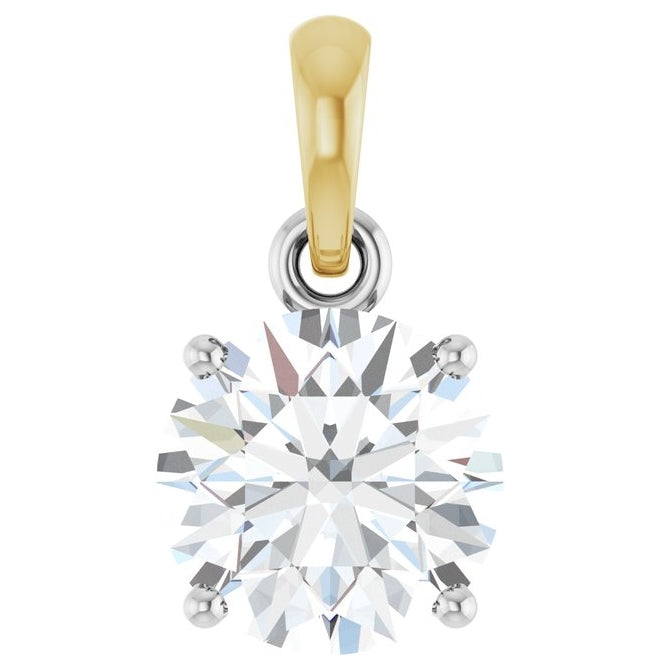 14K White/Yellow Gold Round 6.5Mm Vs, F+ Polished 1 Ct Lab-Grown Diamond Pendant