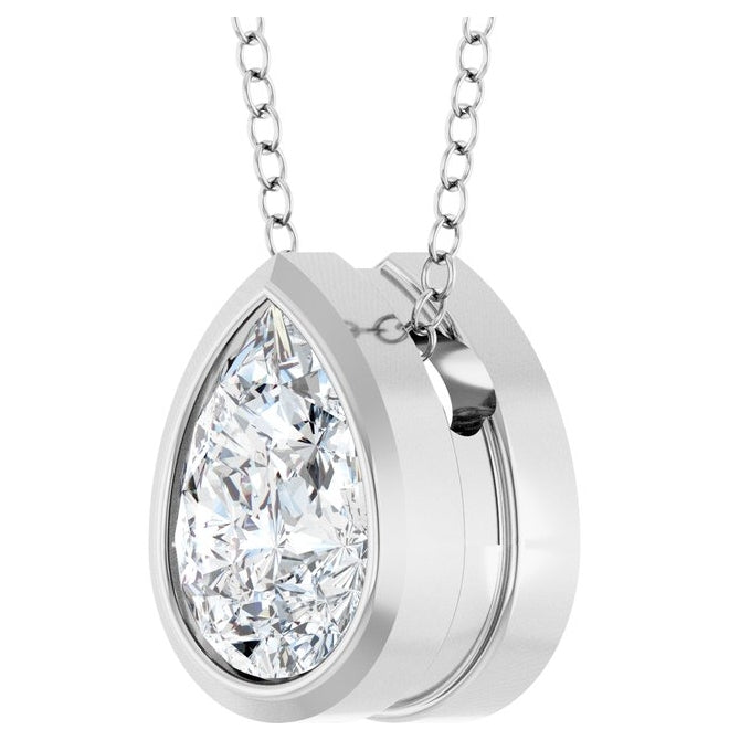 14K Yellow Or White Gold Pear 7 X 5Mm Vs, F-G 16-18 In Polished 1/2 Ct Lab-Grown Diamond Solitaire Necklace