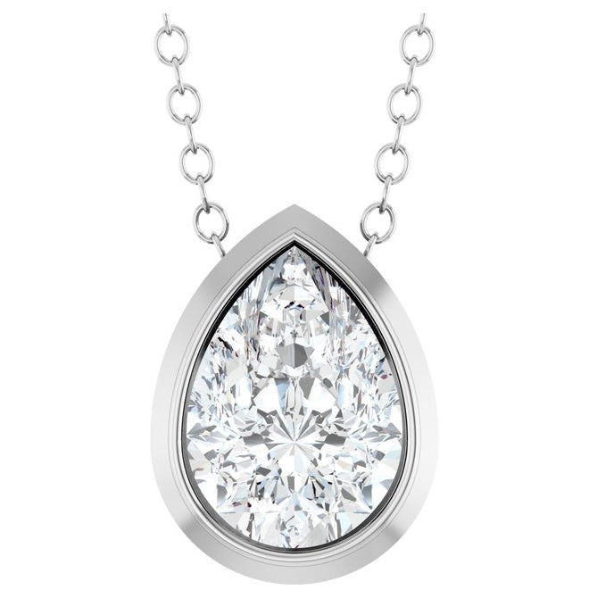 14K Yellow Or White Gold Pear 7 X 5Mm Vs, F-G 16-18 In Polished 1/2 Ct Lab-Grown Diamond Solitaire Necklace