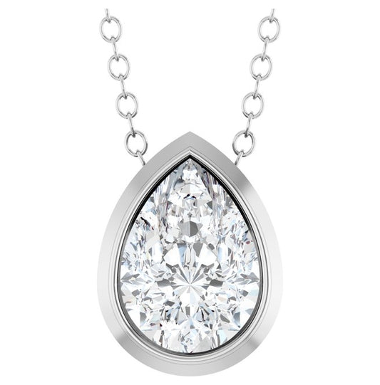 14K Yellow Or White Gold Pear 7 X 5Mm Vs, F-G 16-18 In Polished 1/2 Ct Lab-Grown Diamond Solitaire Necklace