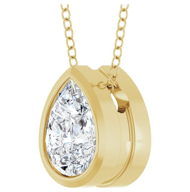 14K Yellow Or White Gold Pear 7 X 5Mm Vs, F-G 16-18 In Polished 1/2 Ct Lab-Grown Diamond Solitaire Necklace