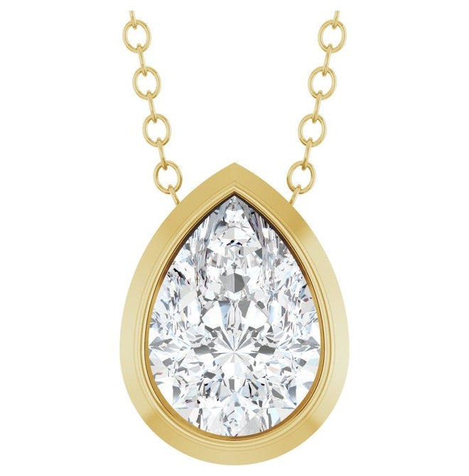 14K Yellow Or White Gold Pear 7 X 5Mm Vs, F-G 16-18 In Polished 1/2 Ct Lab-Grown Diamond Solitaire Necklace