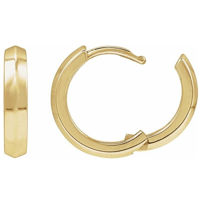 14K Yellow Or White Gold Or Sterling Silver Pair Knife-Edge Hinged Polished Hoop Earrings