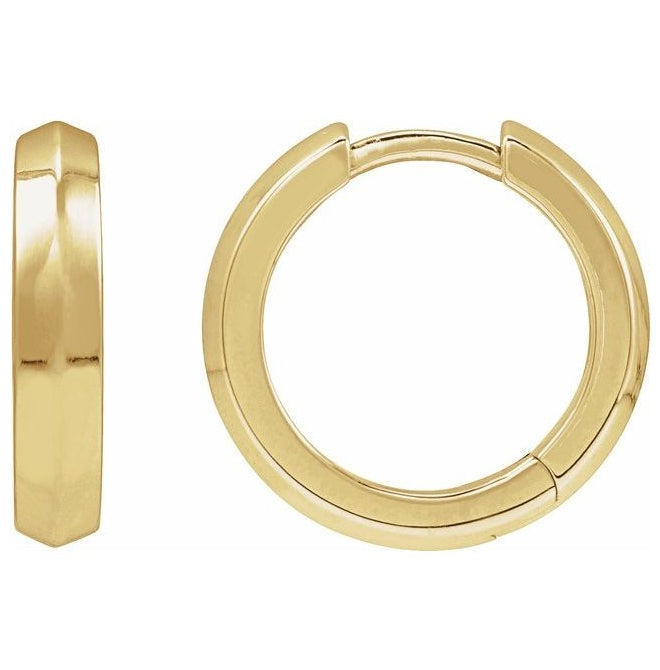 14K Yellow Or White Gold Or Sterling Silver Pair Knife-Edge Hinged Polished Hoop Earrings