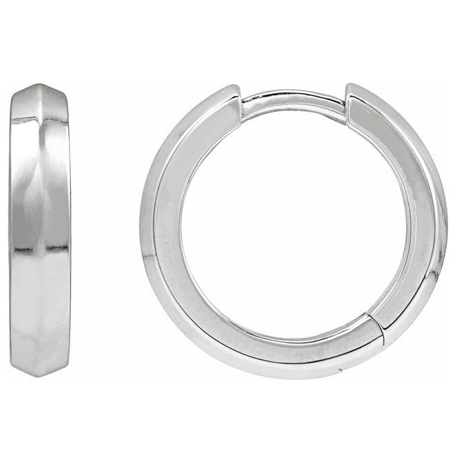 14K Yellow Or White Gold Or Sterling Silver Pair Knife-Edge Hinged Polished Hoop Earrings