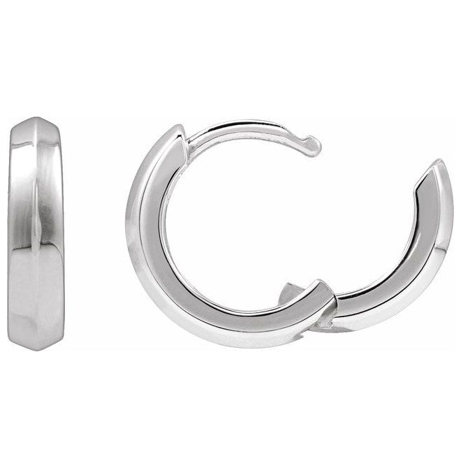 14K Yellow Or White Gold Or Sterling Silver Pair Knife-Edge Hinged Polished Hoop Earrings