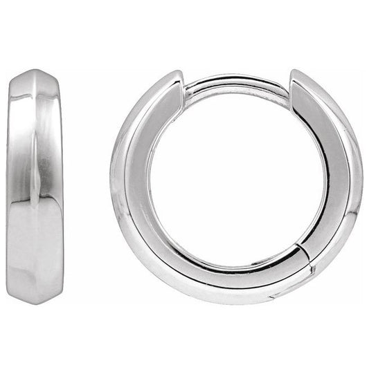 14K Yellow Or White Gold Or Sterling Silver Pair Knife-Edge Hinged Polished Hoop Earrings