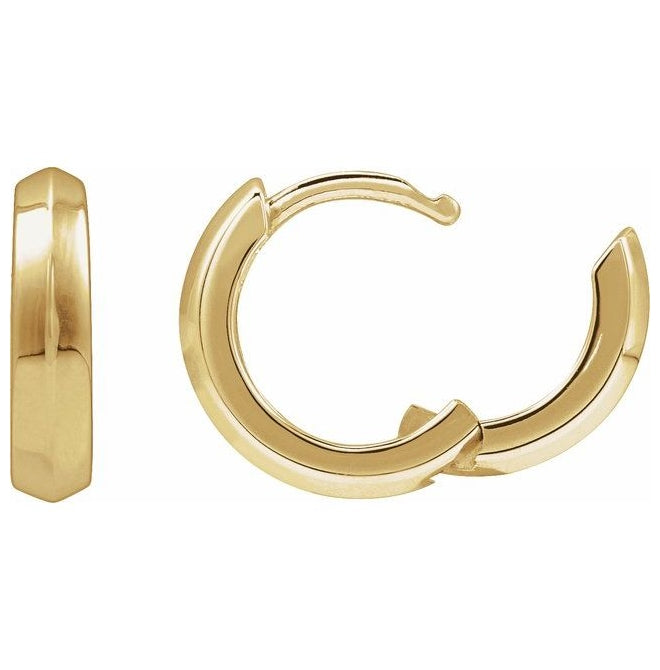 14K Yellow Or White Gold Or Sterling Silver Pair Knife-Edge Hinged Polished Hoop Earrings